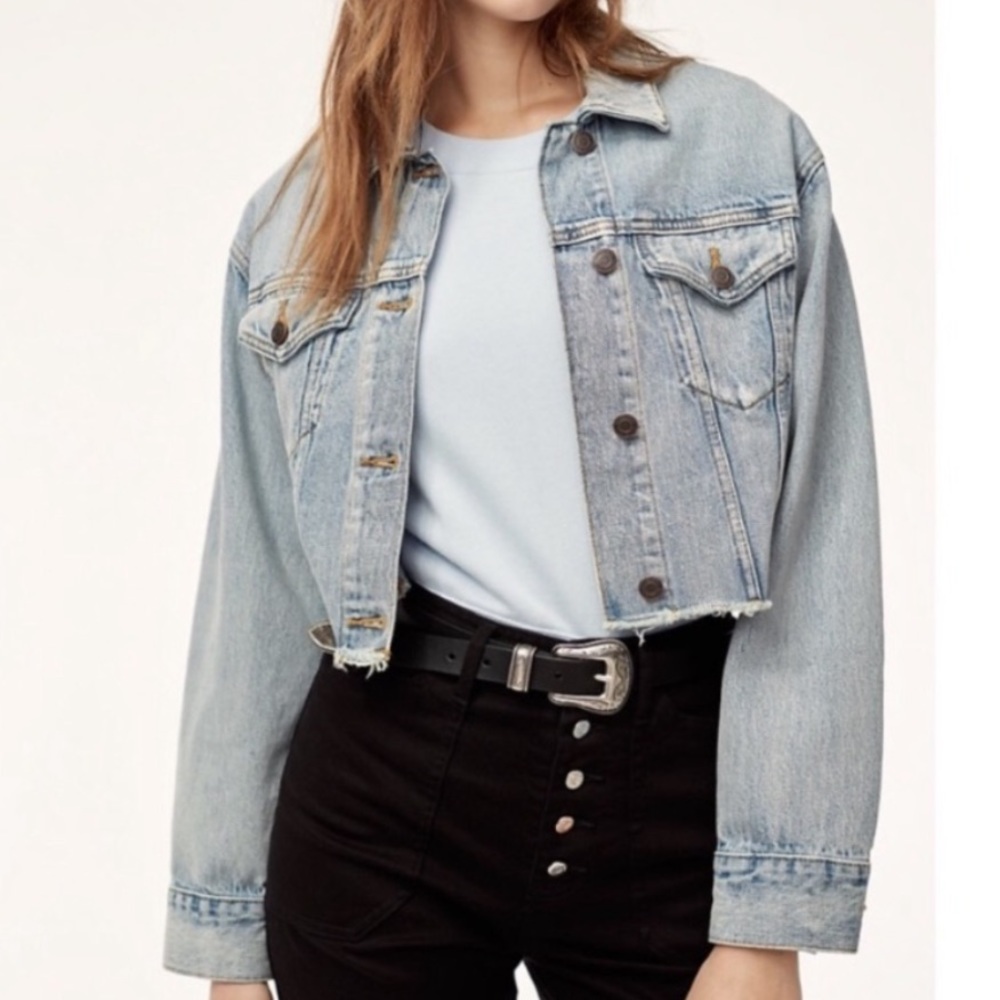 Aritzia- Wilfred Free Cropped Denim Jacket in XXS